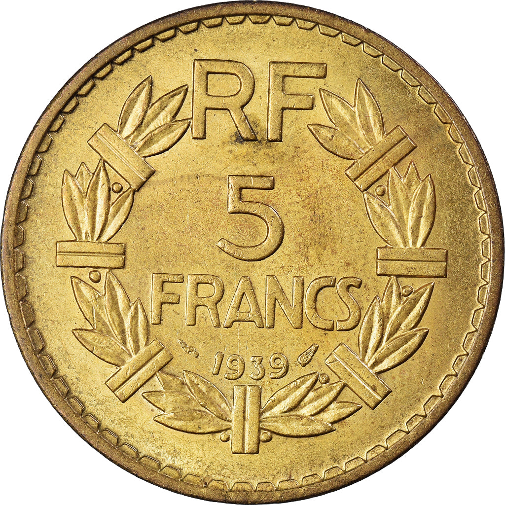 Coin, France, Lavrillier, 5 Francs, 1939, AU(50-53), Aluminum-Bronze, KM:888a.1