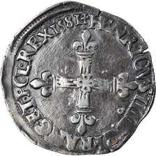 Monnaie, France, Henri III, 1/4 Ecu, 1581, Rennes, TTB, Argent, Sombart:4662