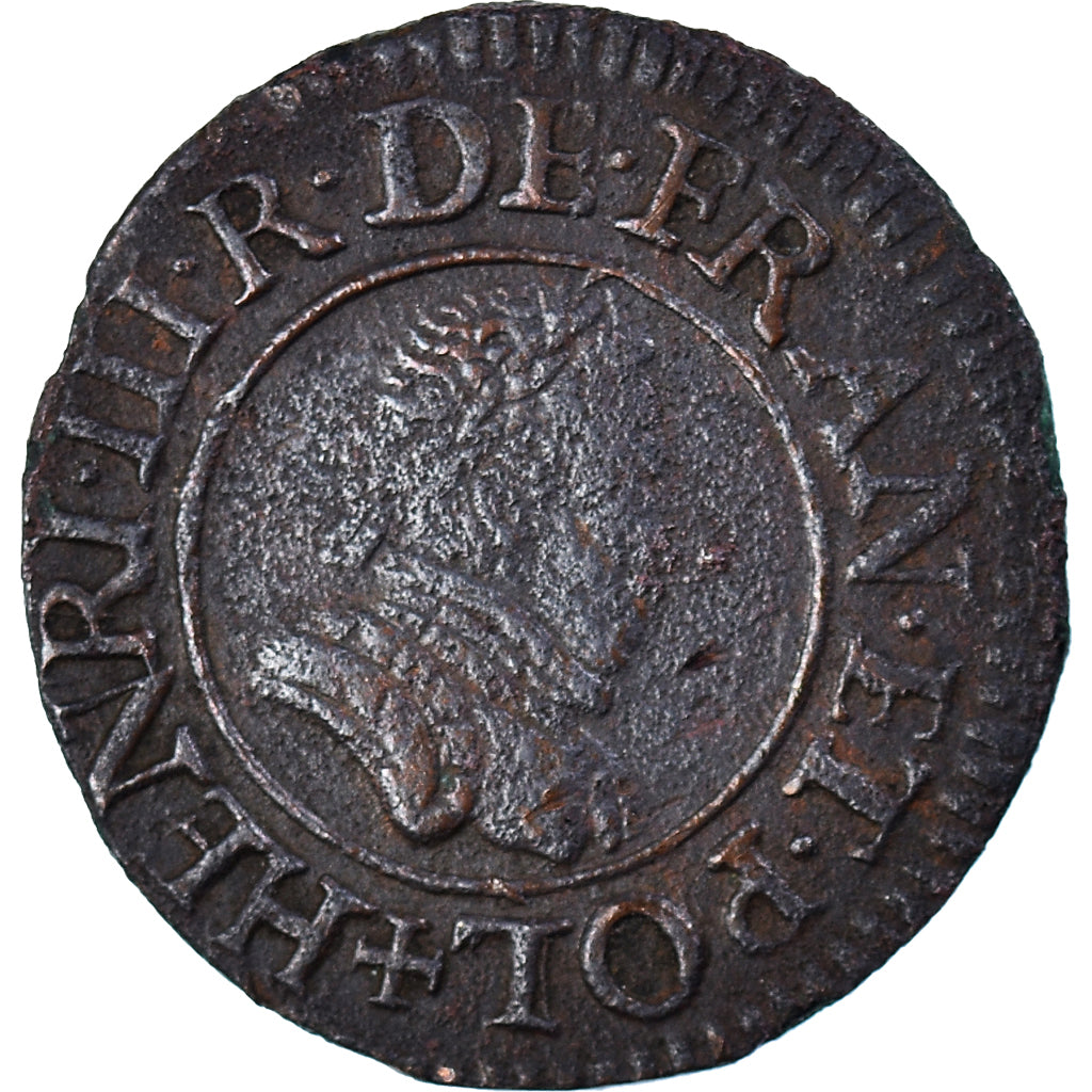 Münze, Frankreich, Henri III, Denier Tournois, 1583, Paris, S+, Kupfer