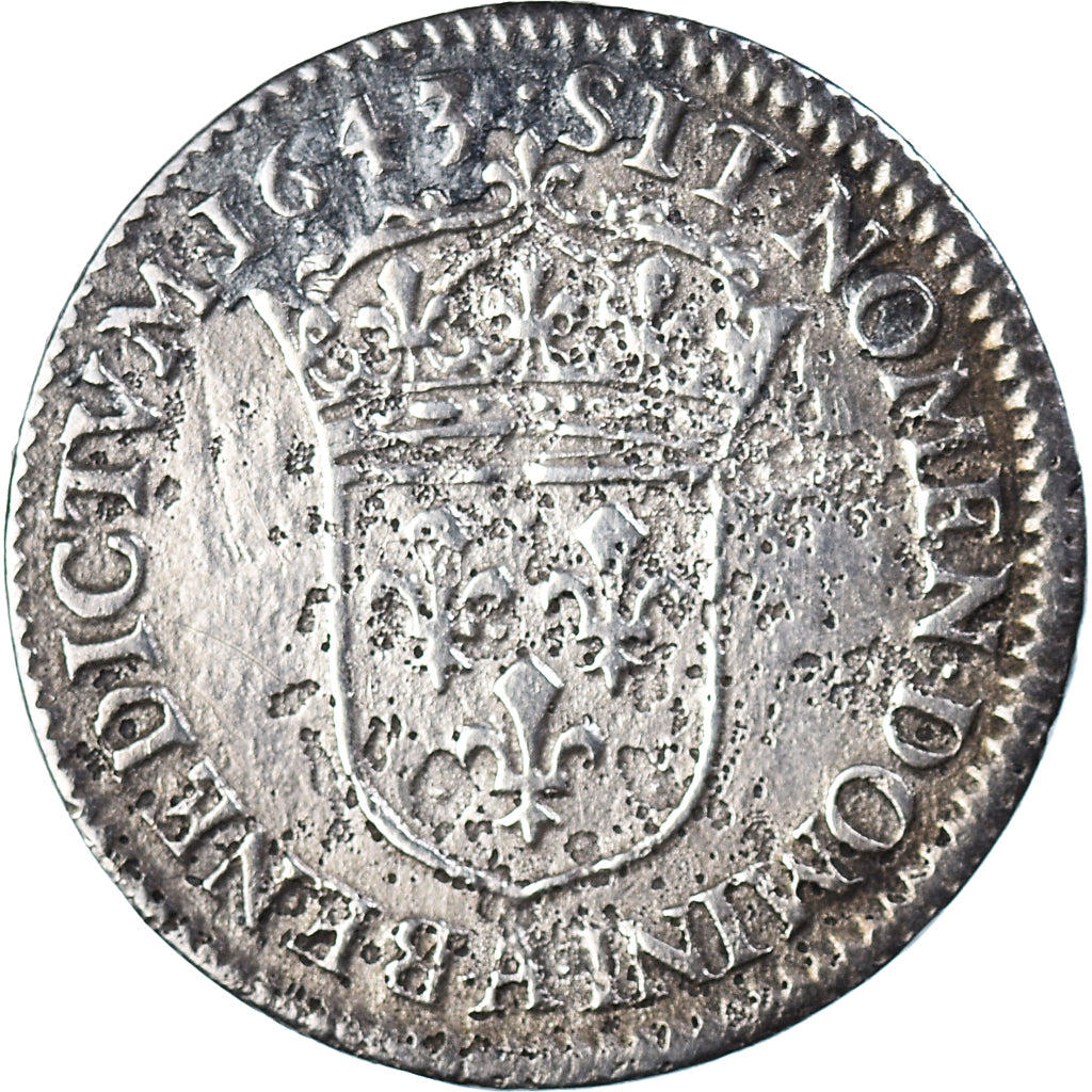 Moneta, Francia, Louis XIII, 1/12 ECU, 10 Sols, 1643, Paris, 2ème poinçon de