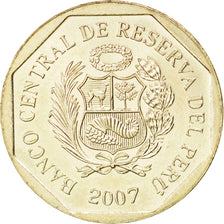 PERU, Nuevo Sol, 2007, Lima, KM #308.4, MS(63), Copper-Nickel-Zinc, 25.5, 7.40