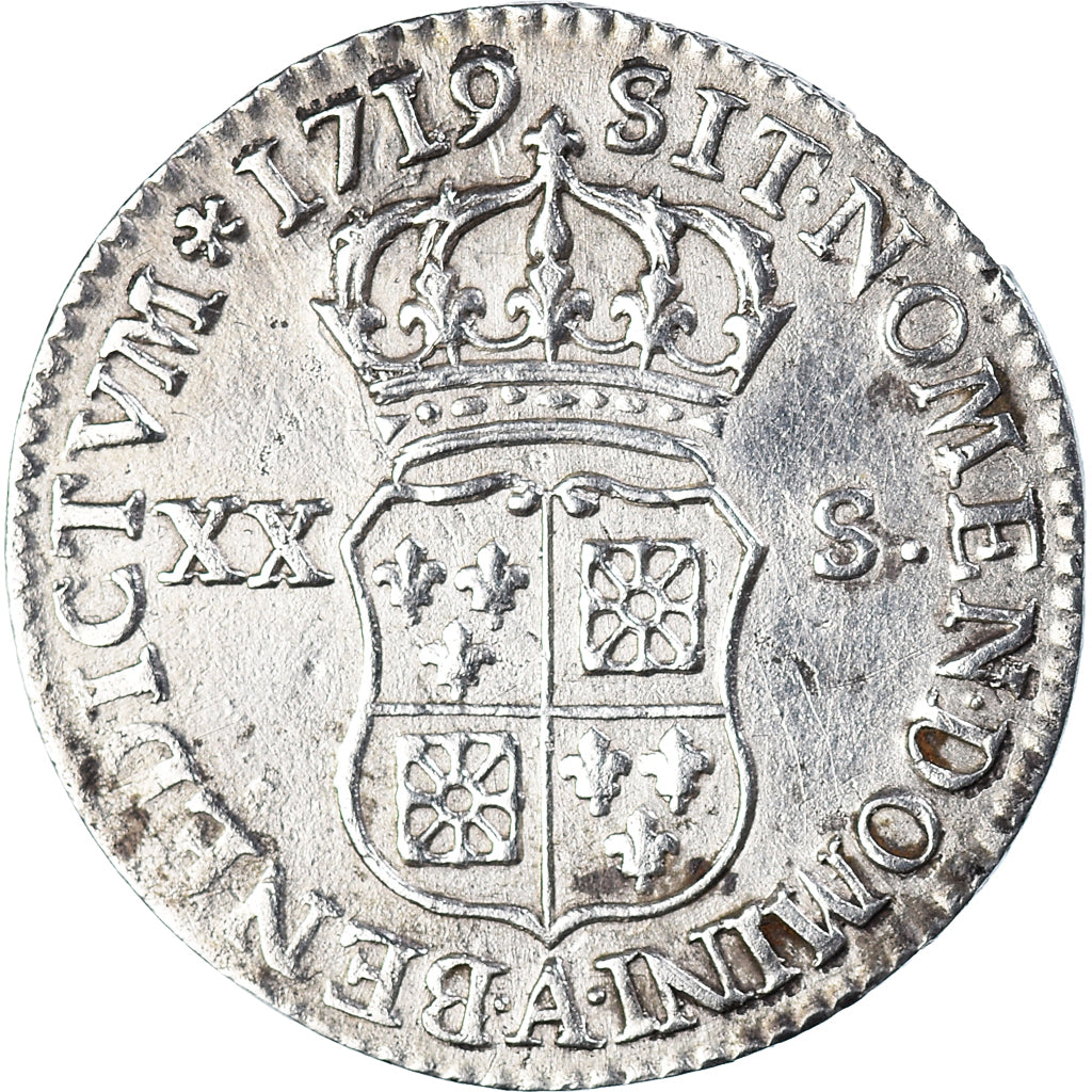 Münze, Frankreich, Louis XV, 20 Sols, 1/6 ECU, 1719, Paris, SS, Silber
