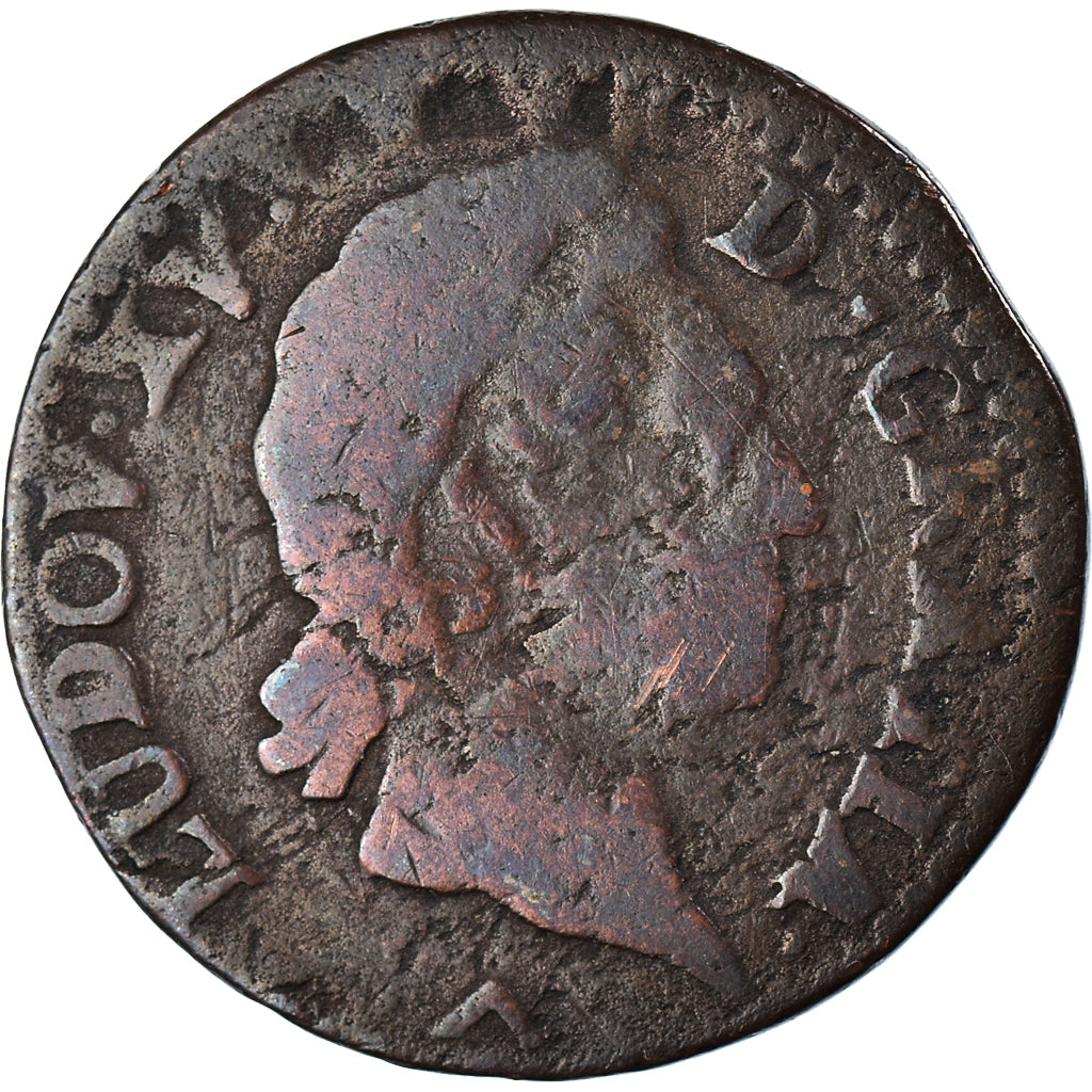 Moeda, França, Louis XV, 1/2 Sol à la vieille tête, 1771, Lille, F(12-15)