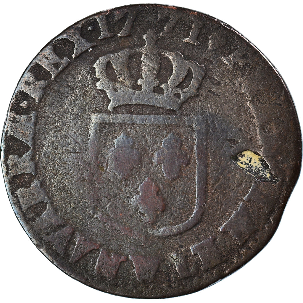 Moeda, França, Louis XV, 1/2 Sol à la vieille tête, 1771, Lille, F(12-15)