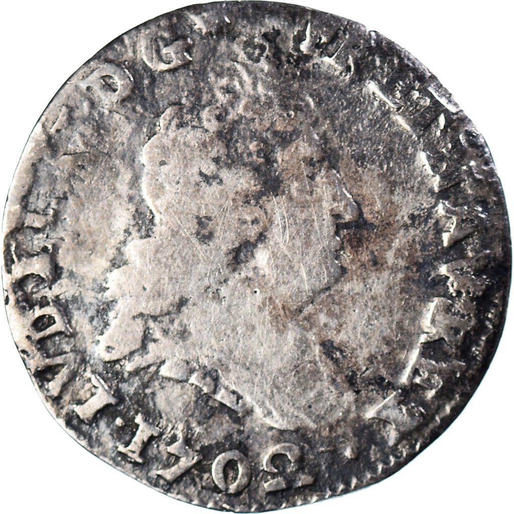 Moeda, França, Louis XIV, 5 Sols aux insignes, 1702, Bourges, VF(20-25), Prata