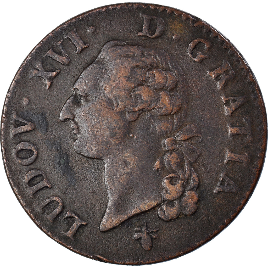 Monnaie, France, Louis XVI, Sol, 1784, La Rochelle, TTB, Cuivre, Gadoury:350