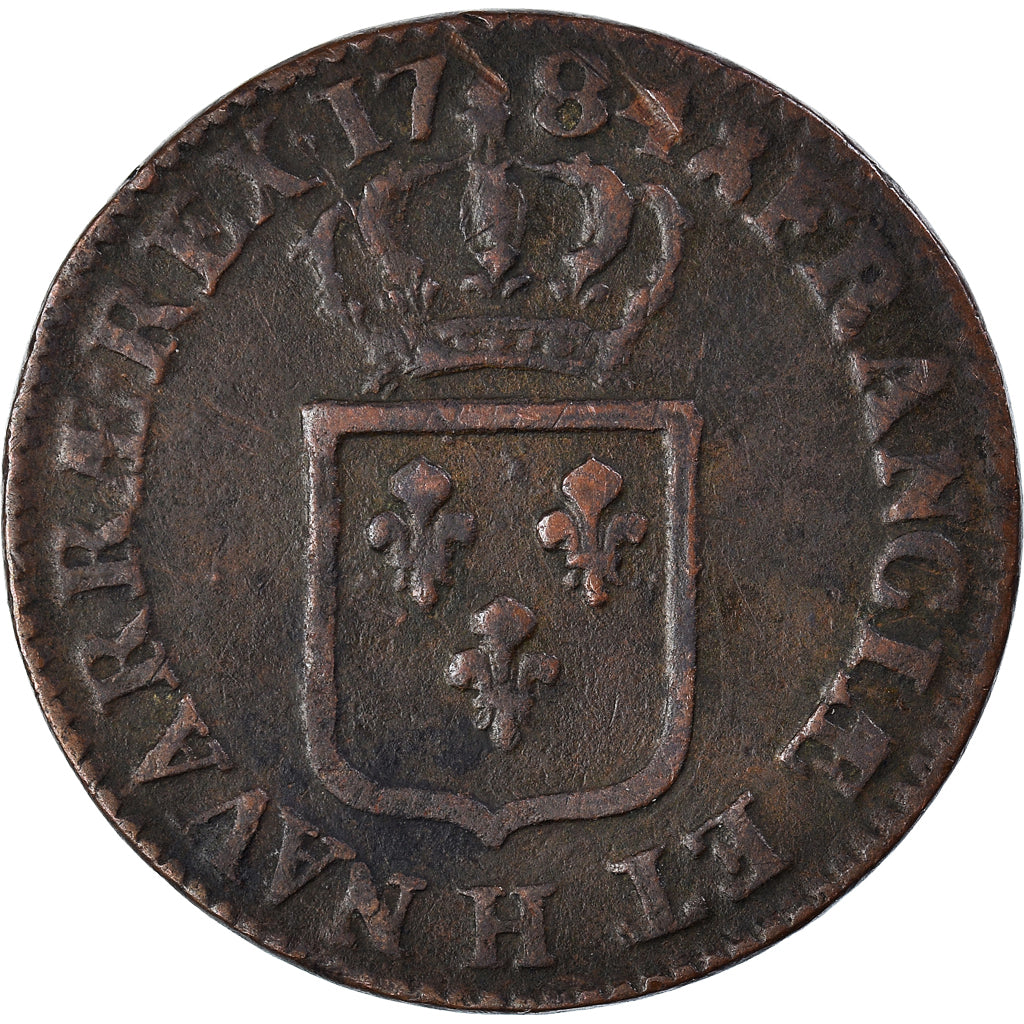 Monnaie, France, Louis XVI, Sol, 1784, La Rochelle, TTB, Cuivre, Gadoury:350