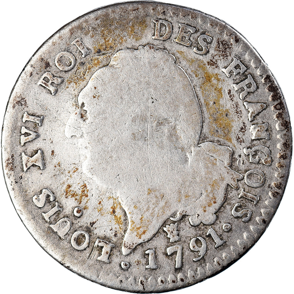 Coin, France, Louis XVI, 30 Sols, 1791, Limoges, VF(30-35), Silver, KM:606.7