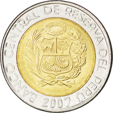 PERU, 2 Nuevos Soles, 2007, Lima, KM #313, MS(63), Bi-Metallic, 22.2, 5.53