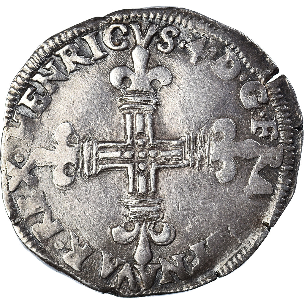 Moneta, Francja, Henri IV, ¼ Ecu de Navarre, 1593, Saint-Palais, EF(40-45)