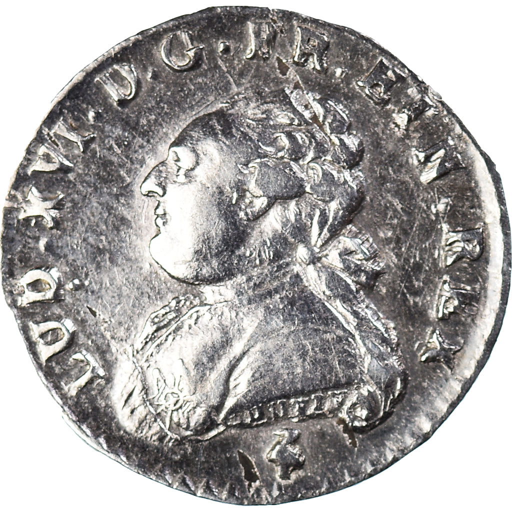 Monnaie, France, Louis XVI, 6 Sols, 1/20 ECU, 1782, Paris, Rare, TTB, Argent