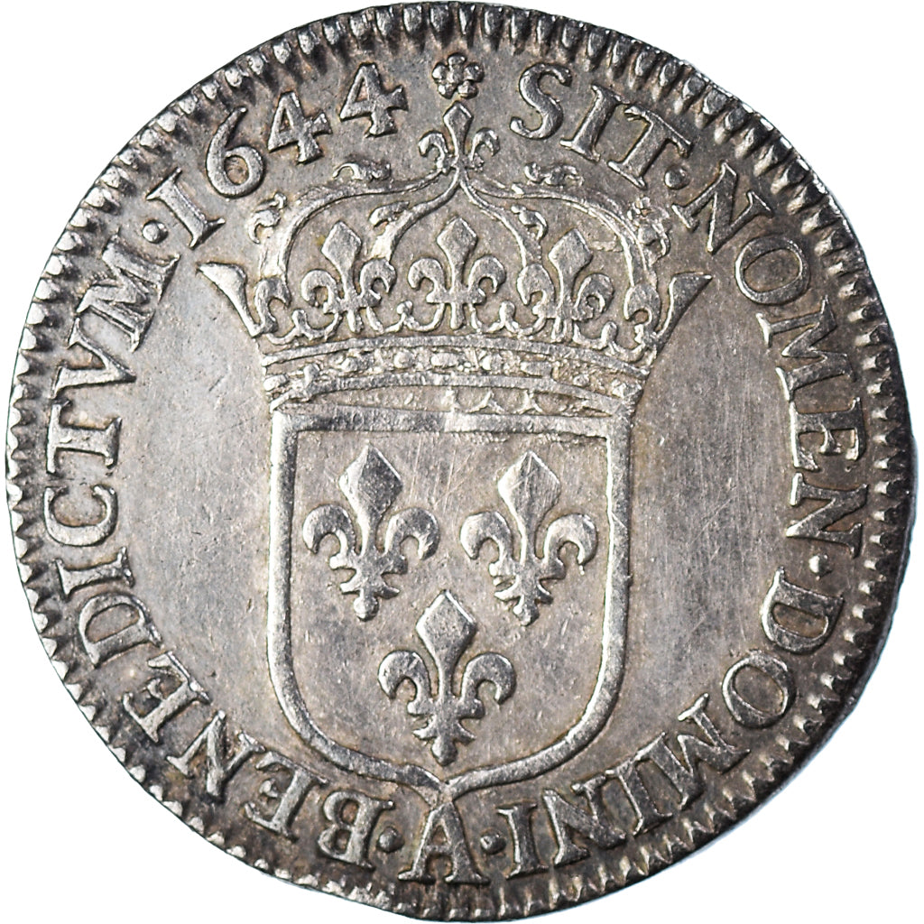 Moneta, Francja, Louis XIV, 1/12 Ecu à la mèche courte, 1644, Paris