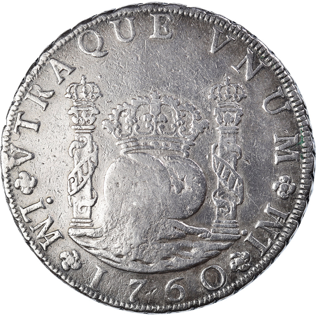 Coin, Mozambique, 8 Reales, 1760, Lima, AU(50-53), Silver, KM:27.2