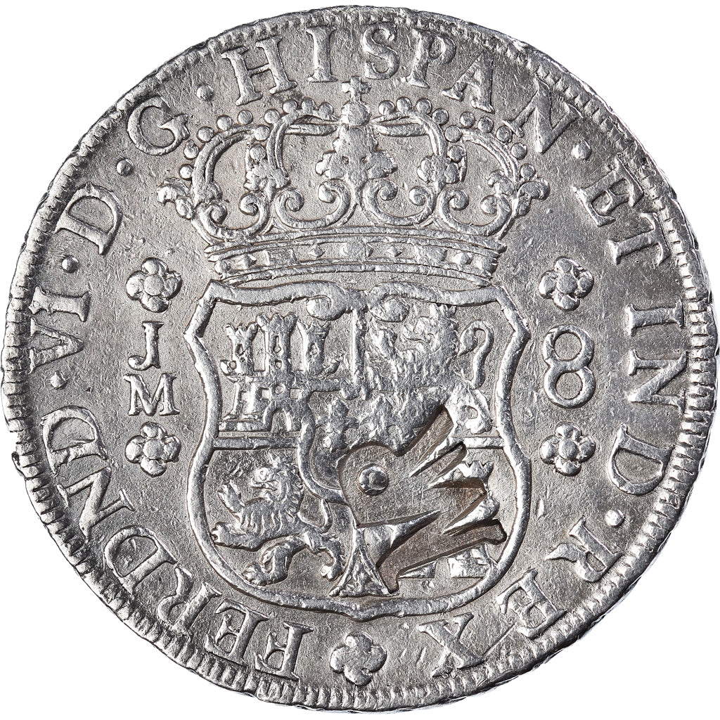 Coin, Mozambique, 8 Reales, 1760, Lima, AU(50-53), Silver, KM:27.2