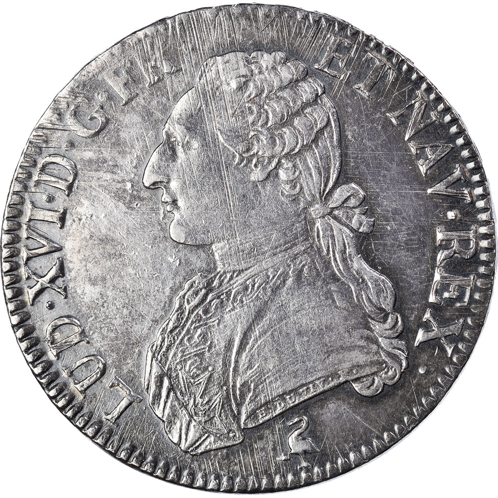Coin, France, Louis XVI, héron, Ecu aux branches d'olivier, 1791, Paris
