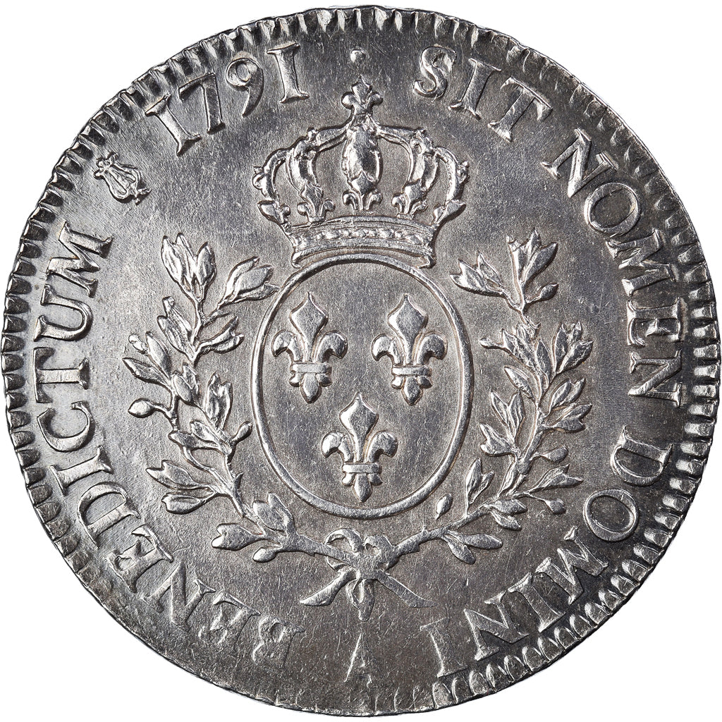 Coin, France, Louis XVI, héron, Ecu aux branches d'olivier, 1791, Paris