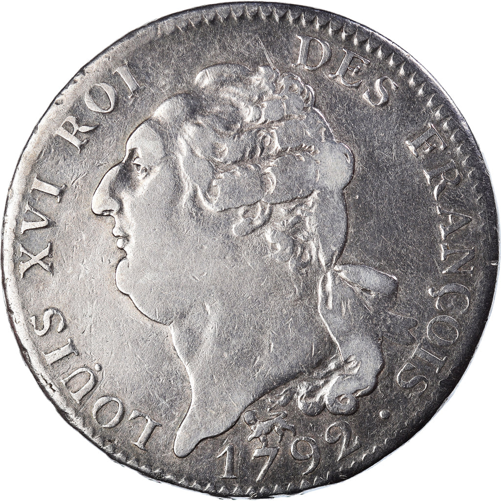 Munten, Frankrijk, Louis XVI, ECU, 6 Livres, 1792, Paris, FR+, Zilver, KM:615.1