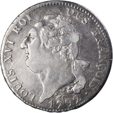 Munten, Frankrijk, Louis XVI, ECU, 6 Livres, 1792, Paris, FR+, Zilver, KM:615.1