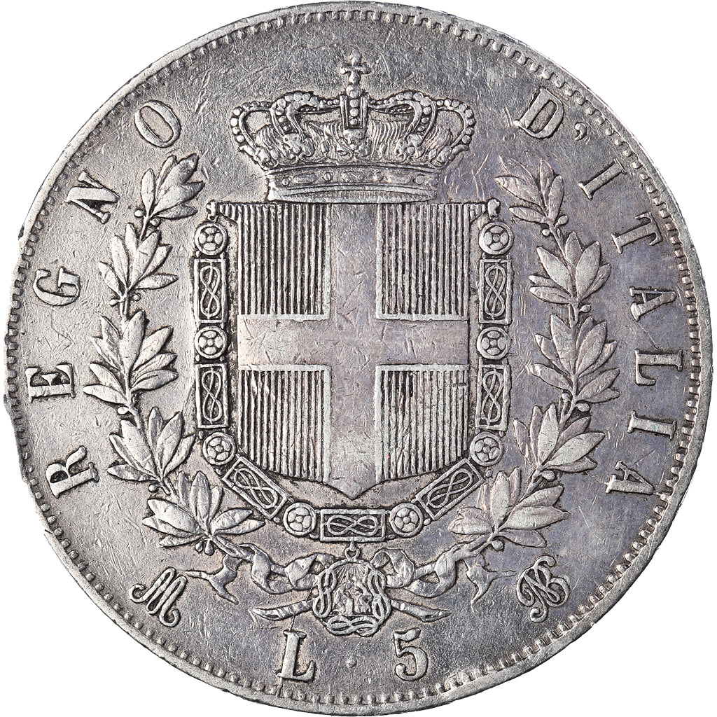 Coin, Italy, Vittorio Emanuele II, 5 Lire, 1874, Milan, AU(50-53), Silver