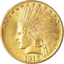 Moneda, Estados Unidos, 10 Dollars, 1913, Philadelphia, Indian Head, MBC+, Oro