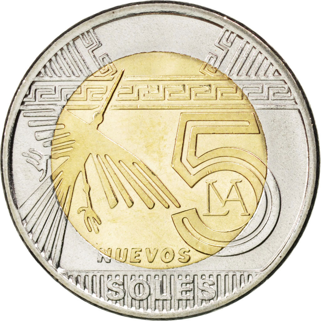 PERU, 5 Nuevos Soles, 2011, Lima, KM #344, MS(63), Bi-Metallic, 24.38, 6.70