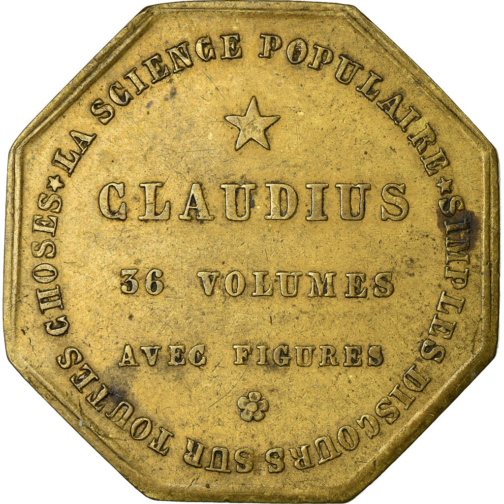 France, Jeton publicitaire, Paris, Librairie Jules Renouard et Cie, TTB, Laiton