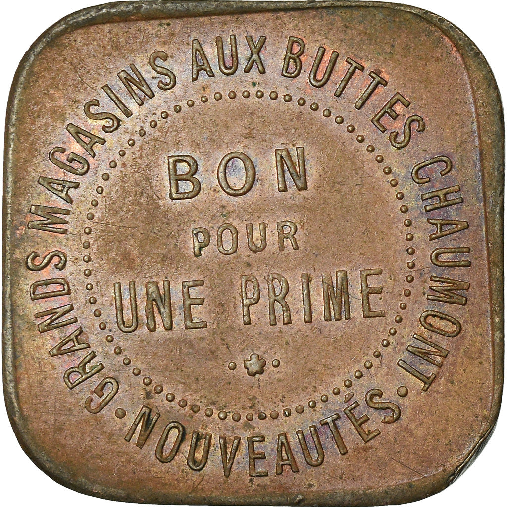Coin, France, Grands Magasins aux Buttes Chaumont, Paris, Jeton Prime, 1884