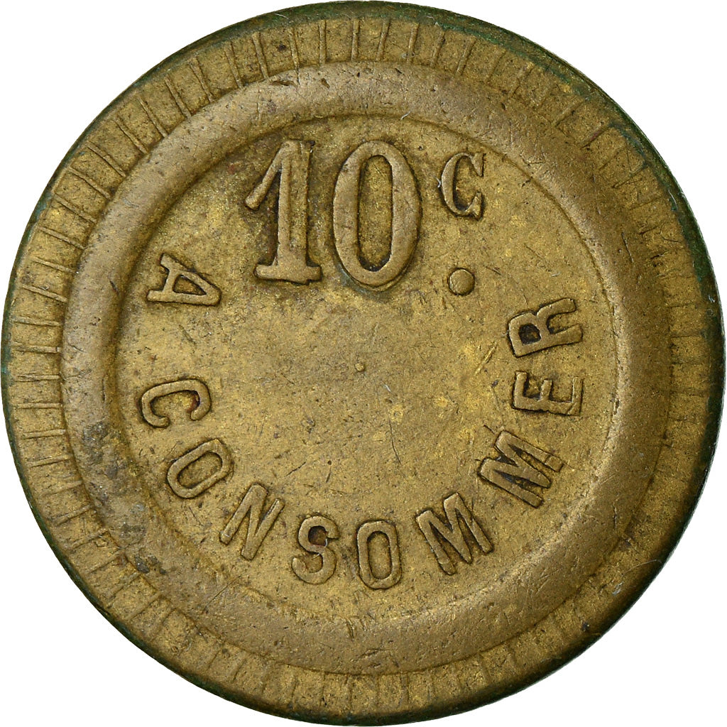 France, Token, 10 Centimes à Consommer, Lune, VF(30-35), Brass