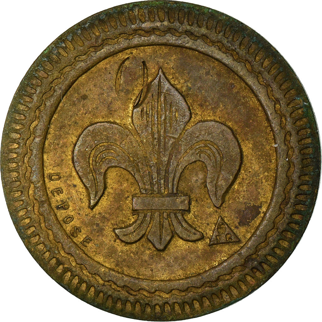 France, Jeton, 20 Centimes à consommer, Fleur de Lys, TTB, Laiton