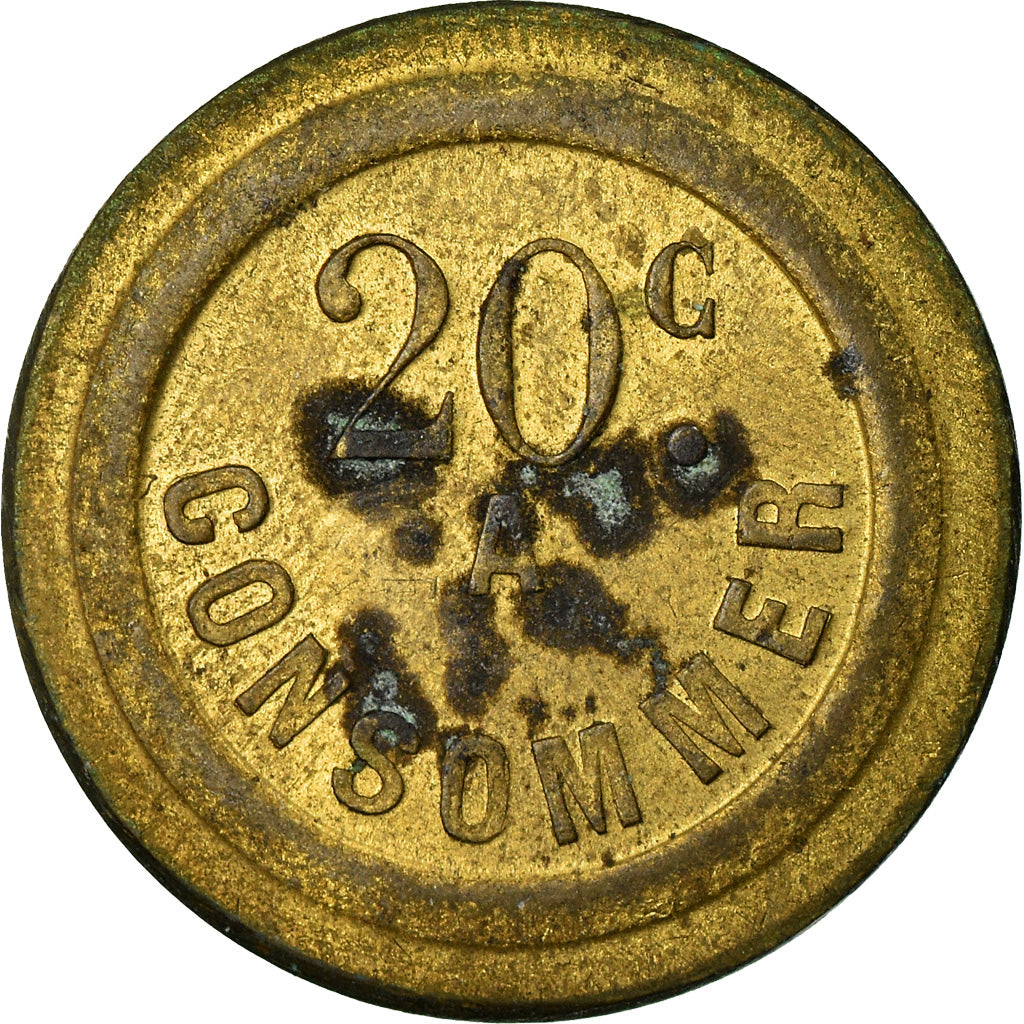 France, Token, 20 Centimes à Consommer, Etoile fleurdelisée à 6 branches