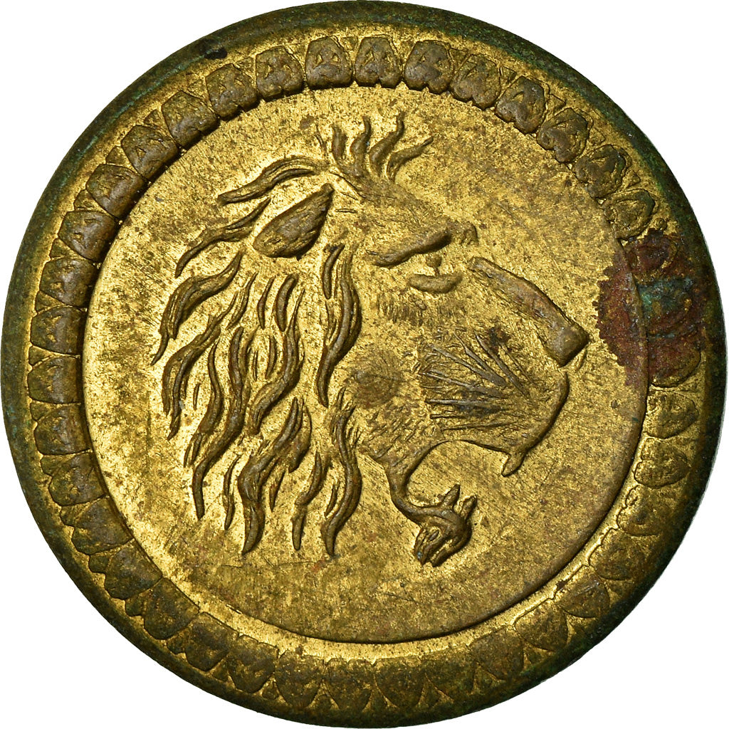 France, Jeton, 10 Centimes à Consommer, Tête de lion, TTB+, Laiton