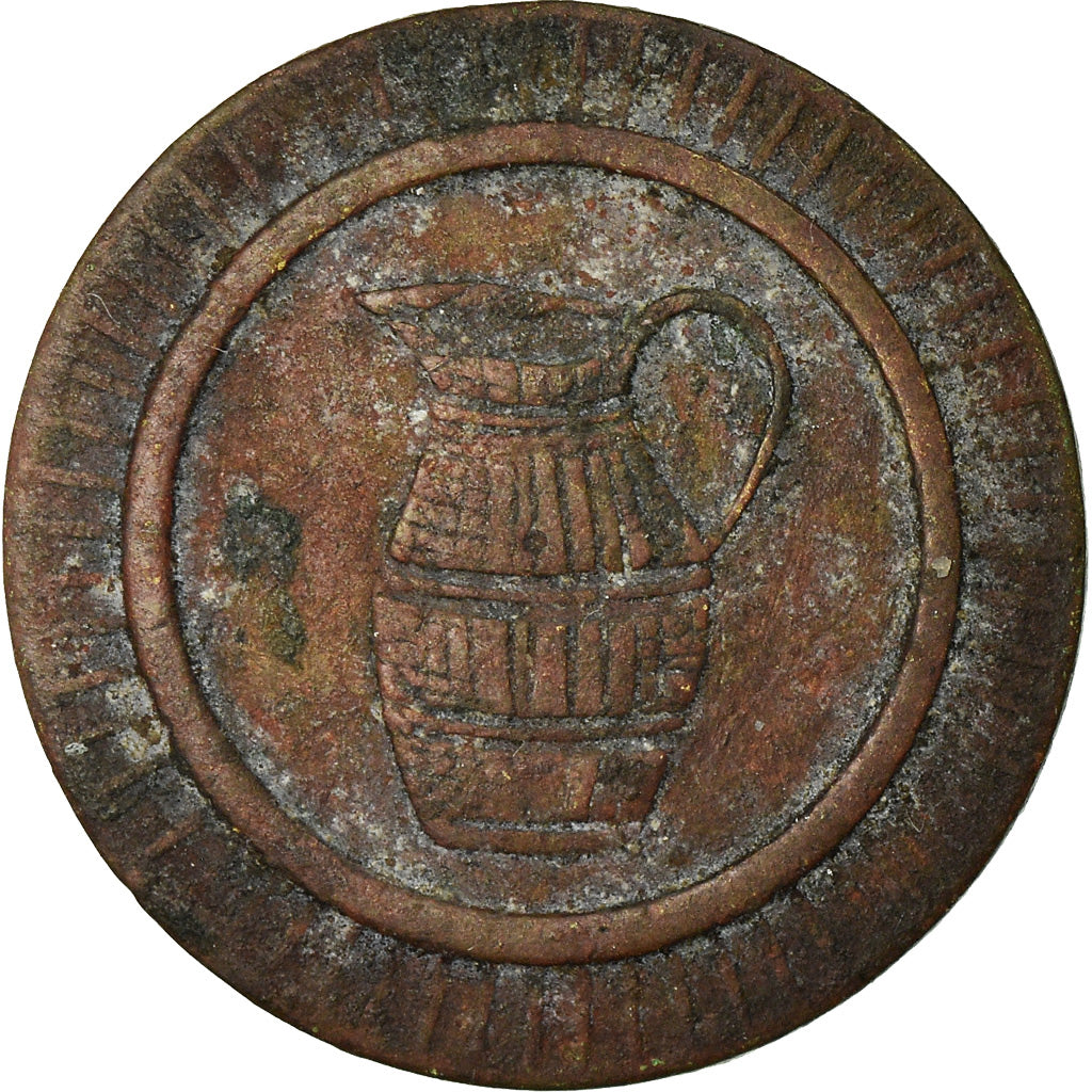 France, Token, 20 Centimes à Consommer, Pichet, EF(40-45), Brass