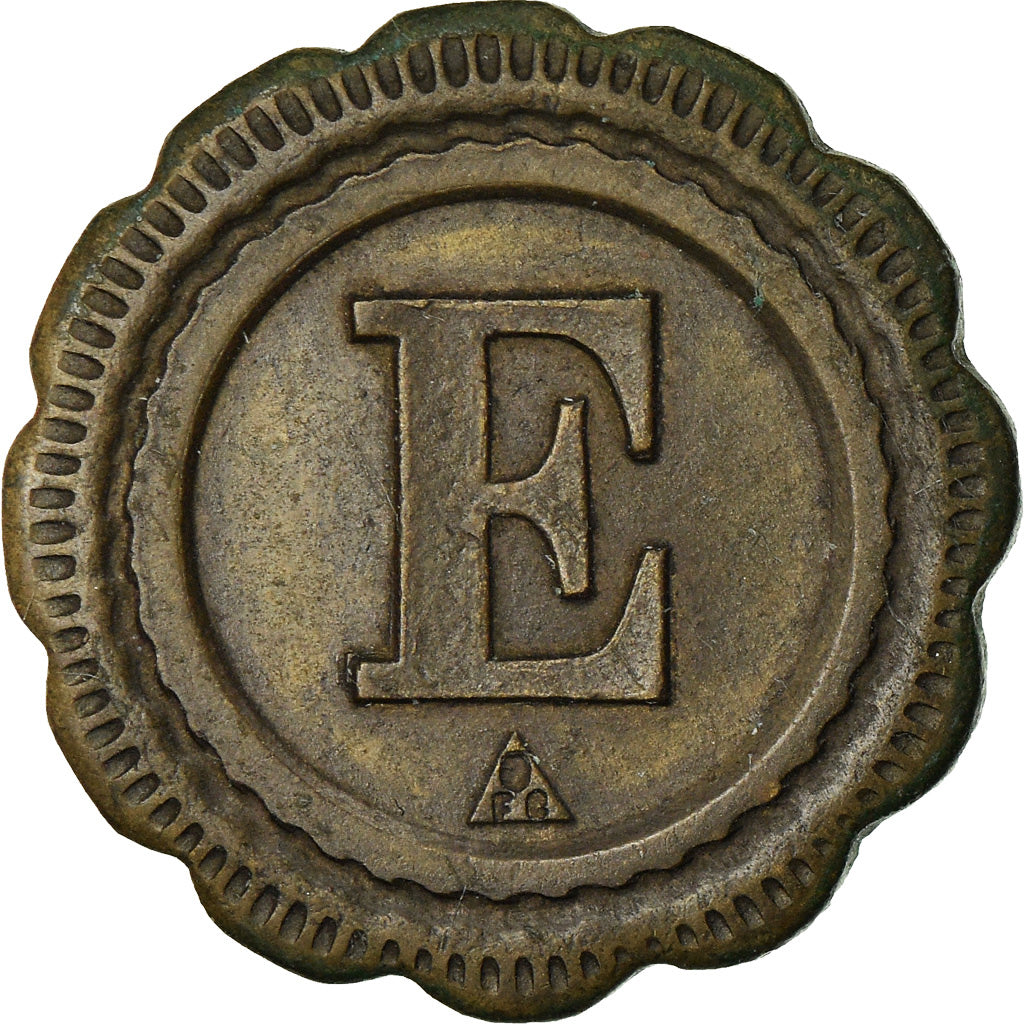 France, Token, 20 Centimes à Consommer, Lettre E, EF(40-45), Brass