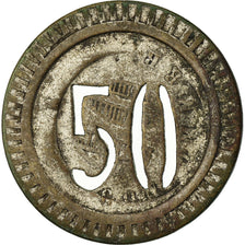 France, Token, 50 Centimes à Consommer, sur jeton de 10 Cts, EF(40-45), Nickel