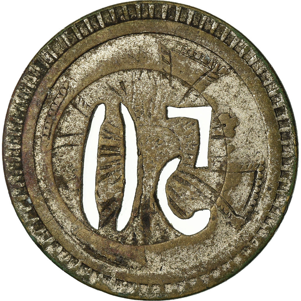 France, Token, 50 Centimes à Consommer, sur jeton de 10 Cts, EF(40-45), Nickel