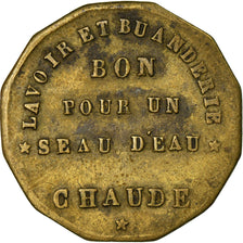France, Jeton, Lavoir et Buanderie, Bon pour seau d'eau chaude, TTB, Laiton