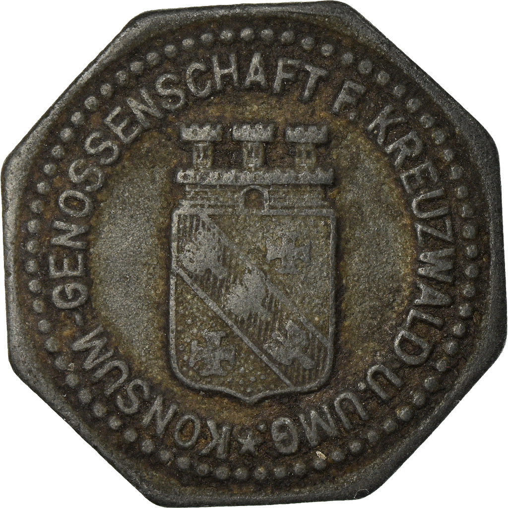 Münze, Frankreich, Kleingeldersatzmarke, Kreuzwald, 10 Pfennig, SS, Zinc