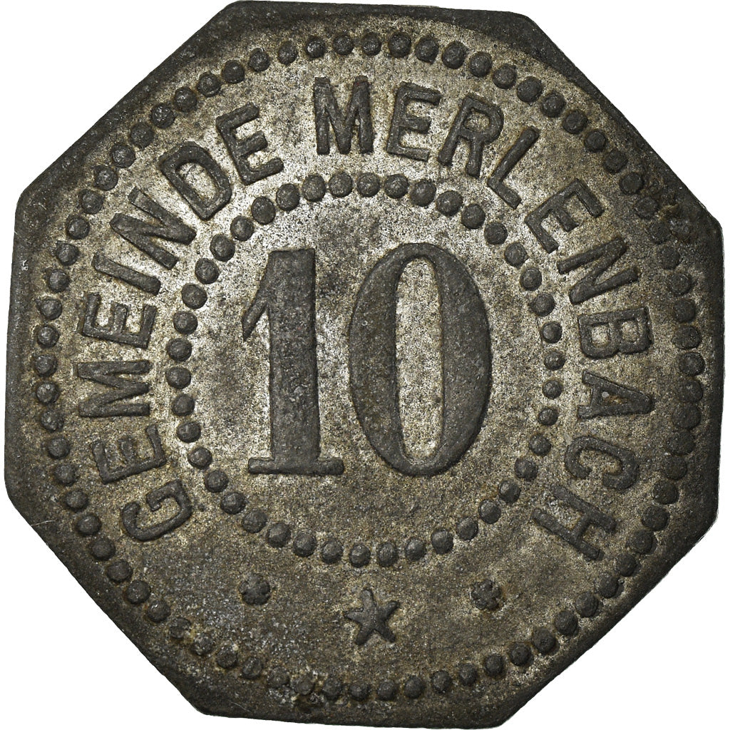 Coin, France, Kleingeldersatzmarke, Merlenbach, 10 Pfennig, AU(50-53), Zinc
