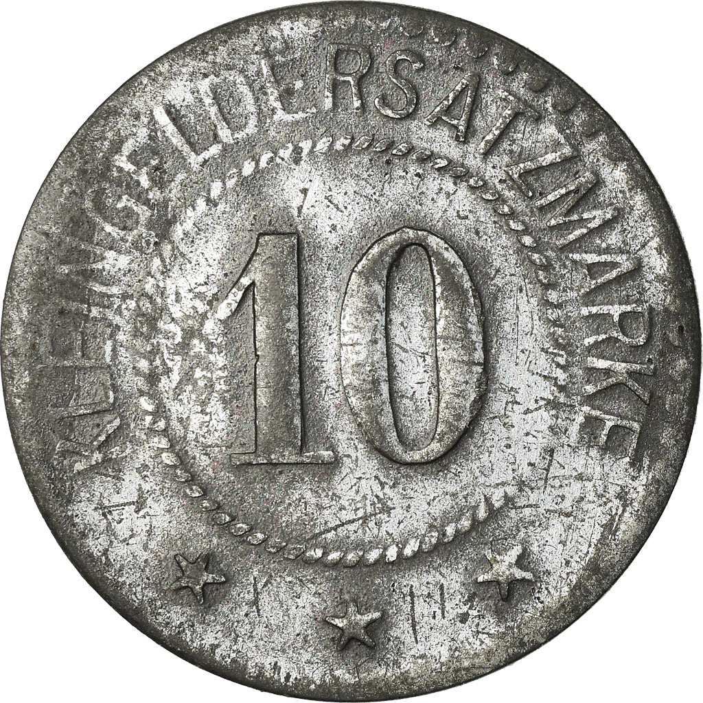 Monnaie, France, Kommandantur Tr. Üb. Pl., Oberhofen, 10 Pfennig, TTB, Zinc