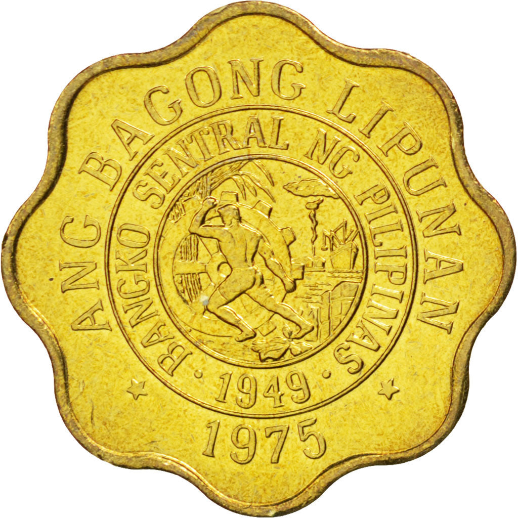 PHILIPPINES, 5 Sentimos, 1975, KM #206, MS(63), Brass, 2.50