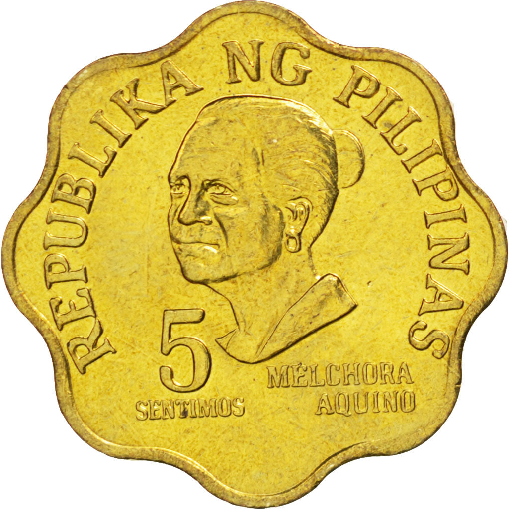 PHILIPPINES, 5 Sentimos, 1975, KM #206, MS(63), Brass, 2.50