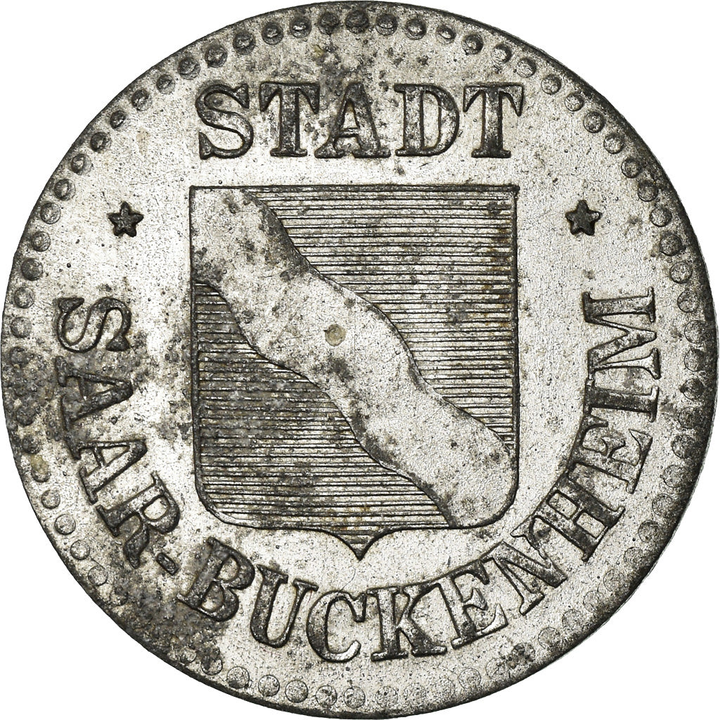 Coin, France, Kleingeldersatzmarke, Saar-Buckenheim, 10 Pfennig, AU(50-53)