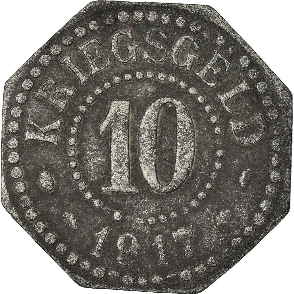 Coin, France, Kriegsgeld, Saarburg, 10 Pfennig, 1917, EF(40-45), Zinc, Elie:10.2