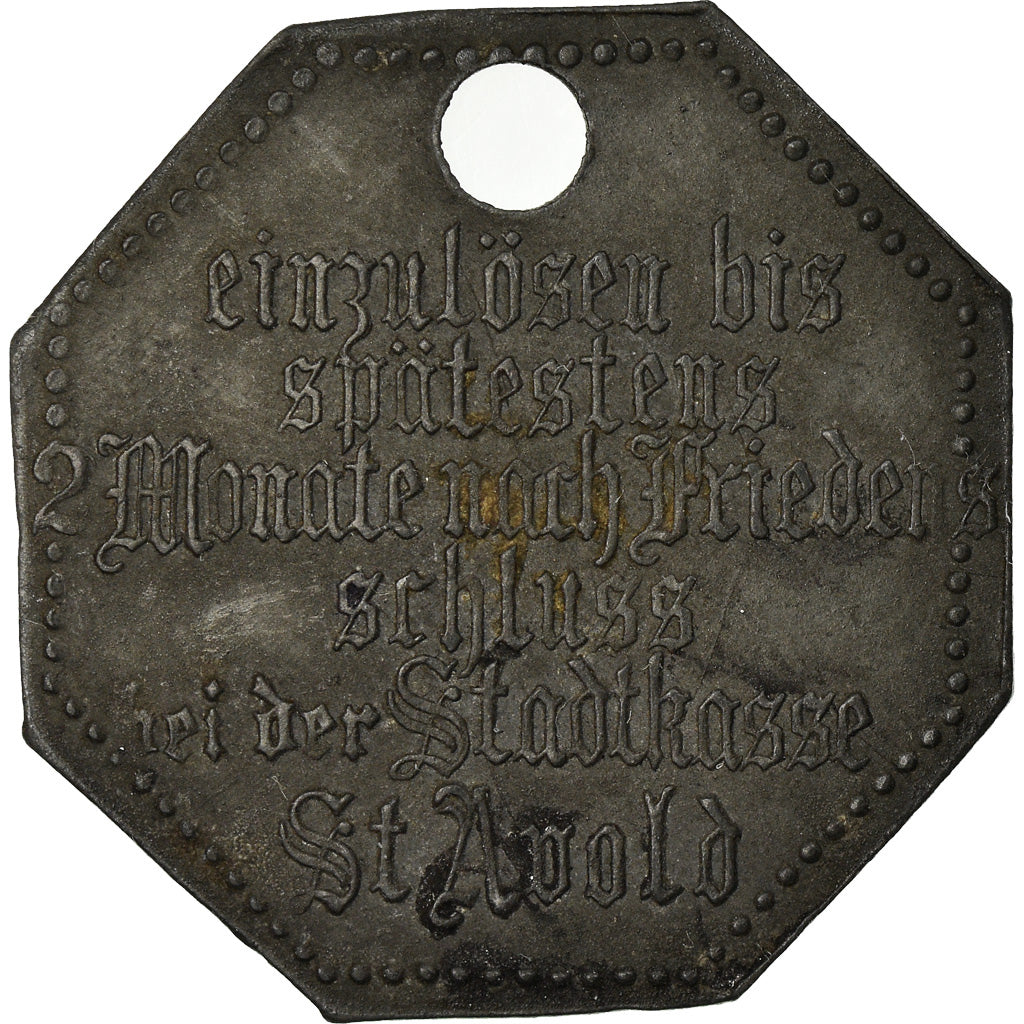 Moeda, França, Geldersatz, Sankt-Avold, 25 Pfennig, 1917, AU(50-53), Zinco
