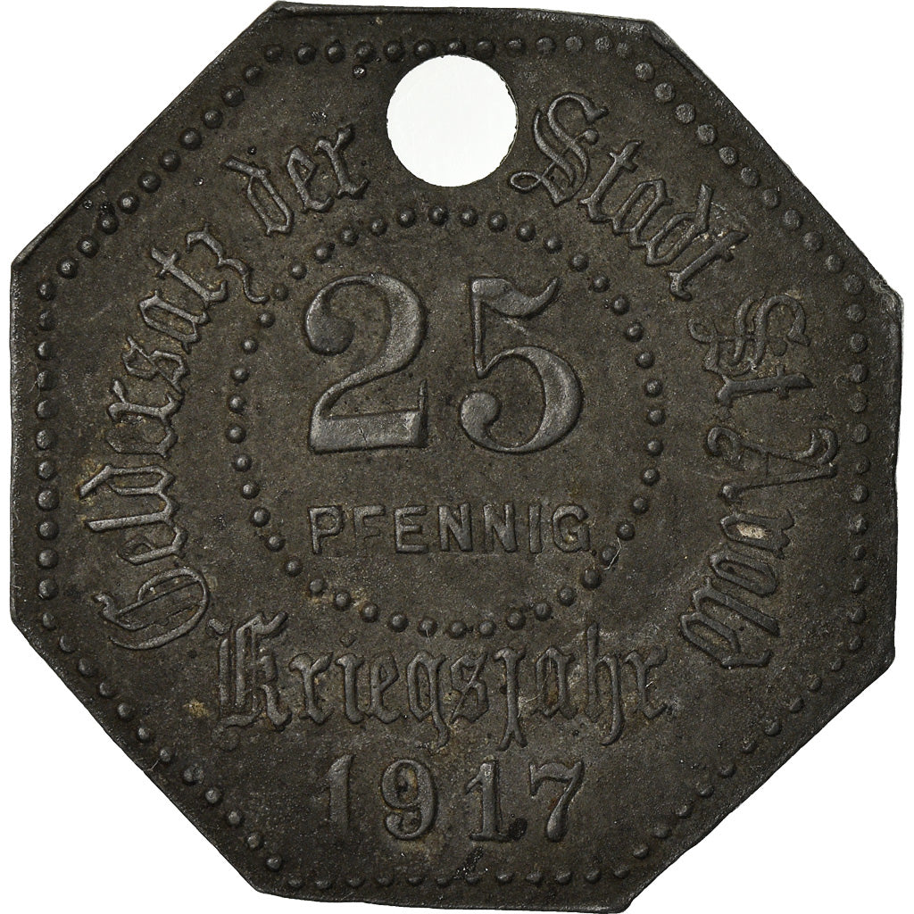 Moeda, França, Geldersatz, Sankt-Avold, 25 Pfennig, 1917, AU(50-53), Zinco