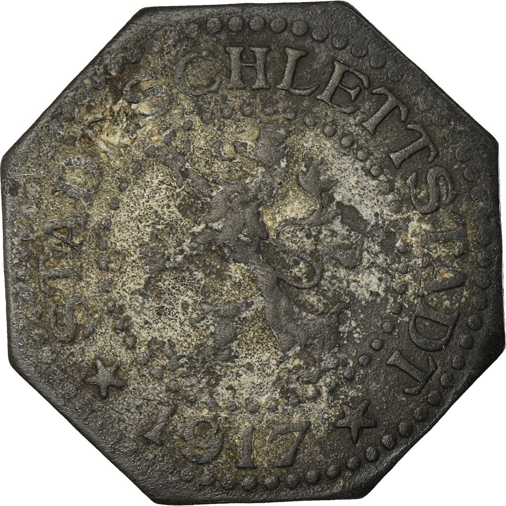 Munten, Frankrijk, Kleingeldersatzmarke, Schlettstadt, 5 Pfennig, 1917, FR+