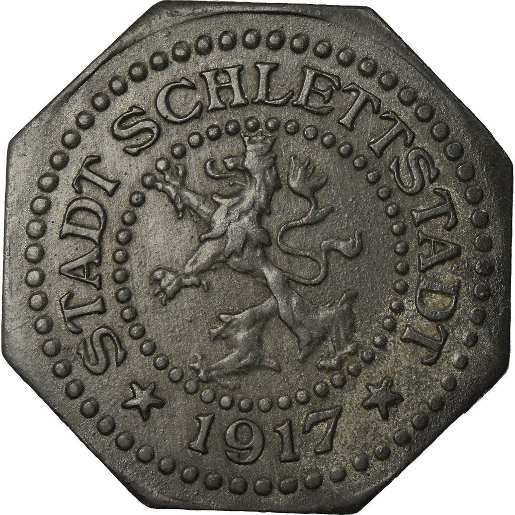 Coin, France, Kleingeldersatzmarke, Schlettstadt, 10 Pfennig, 1917, AU(50-53)