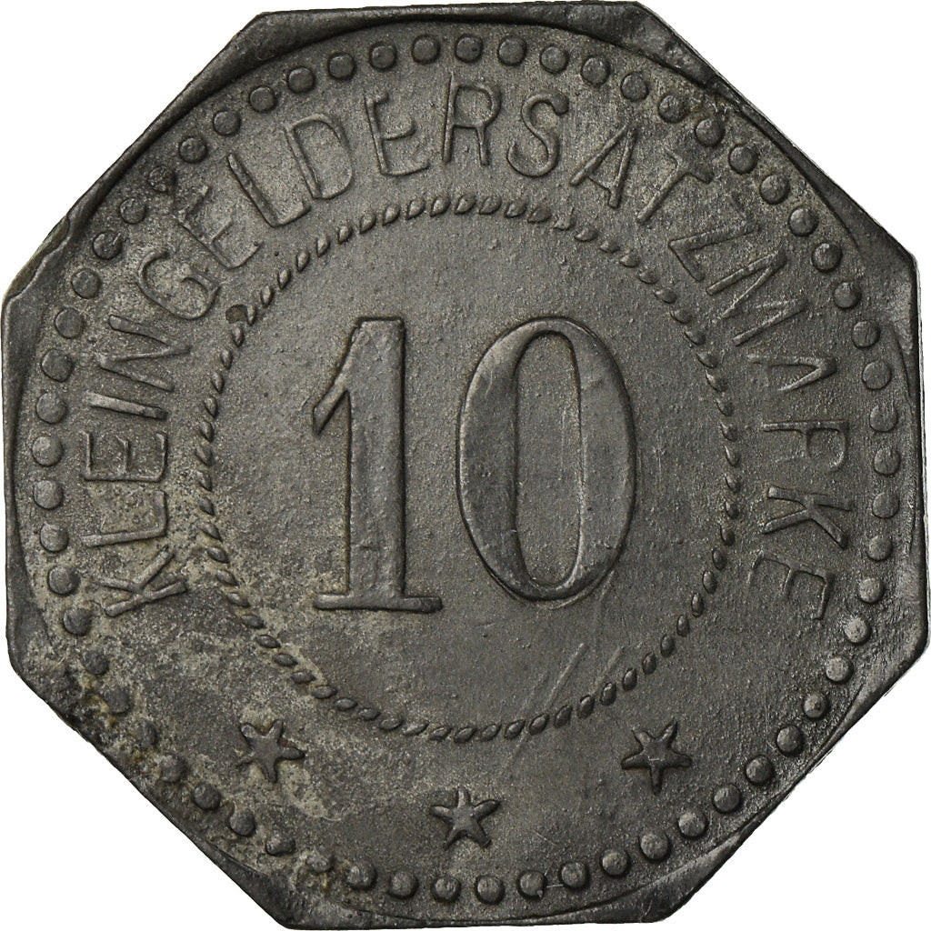 Coin, France, Kleingeldersatzmarke, Schlettstadt, 10 Pfennig, 1917, AU(50-53)