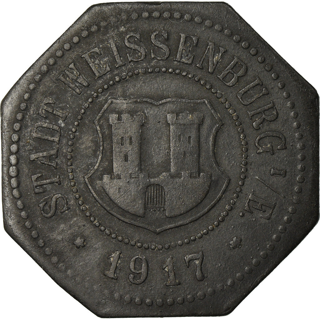 Coin, France, Kleingeldersatzmarke, Weissenburg, 50 Pfennig, 1917, EF(40-45)