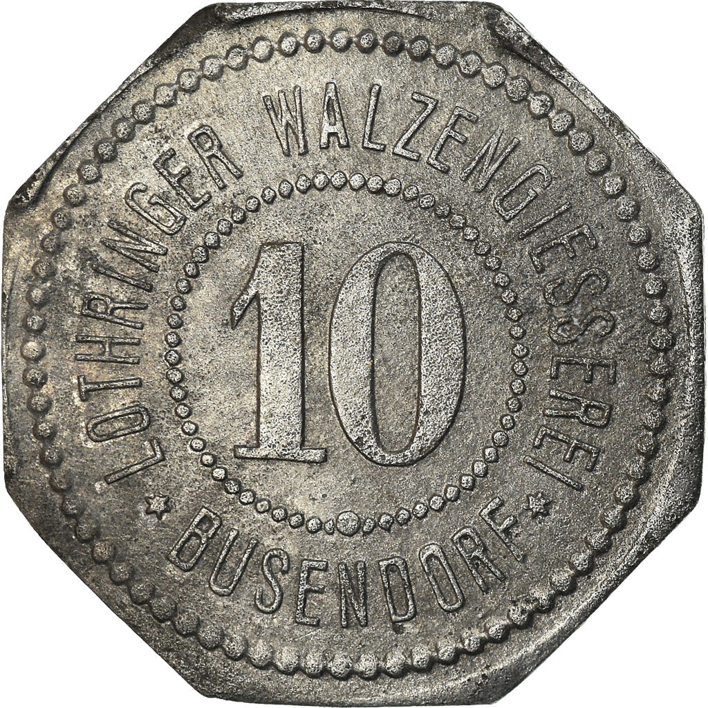 Moneta, Francia, Kleingeldersatzmarke, Busendorf, 10 Pfennig, BB, Zinco